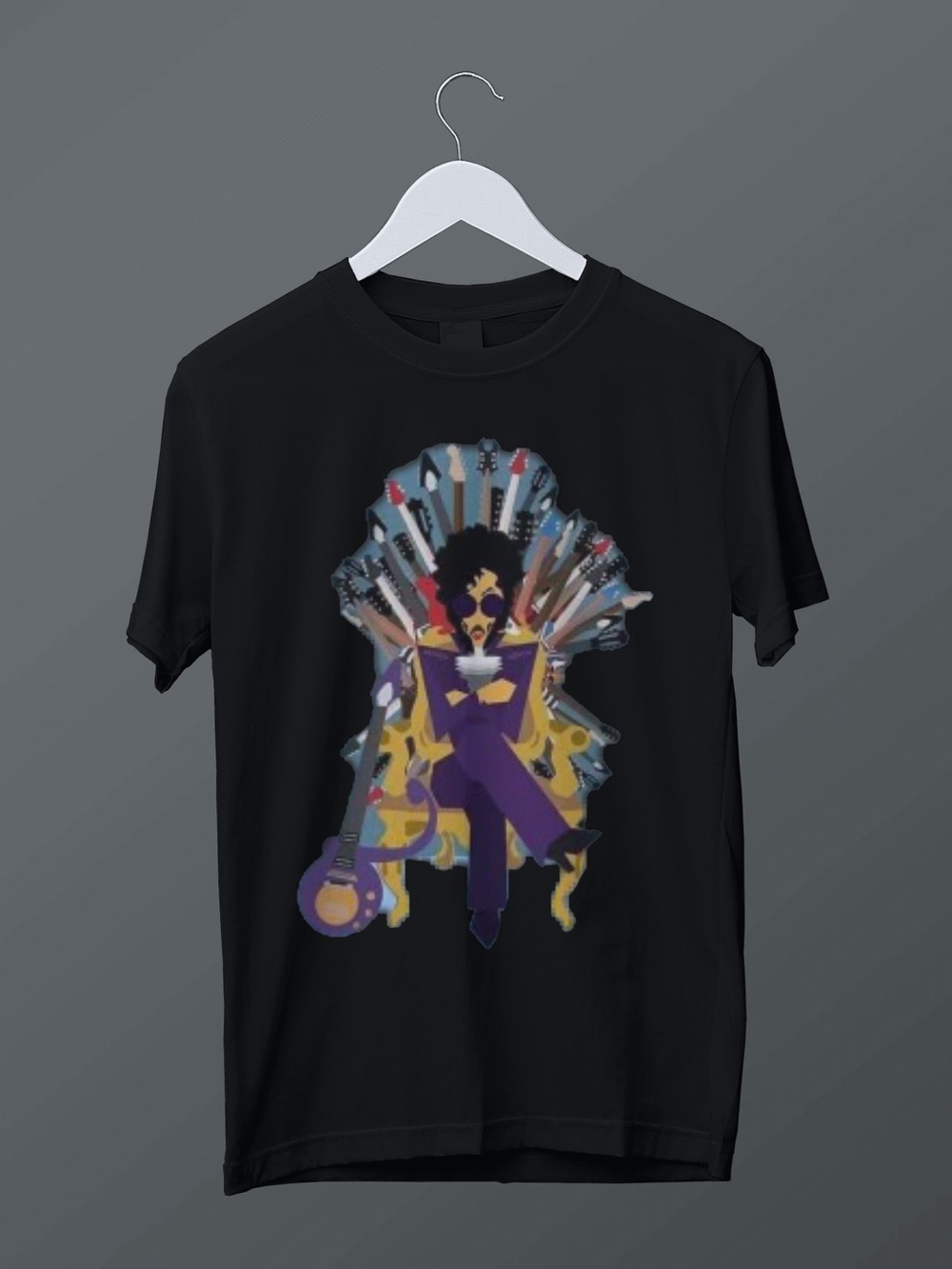 Graphic Tee with Purple Guitar Throne Design